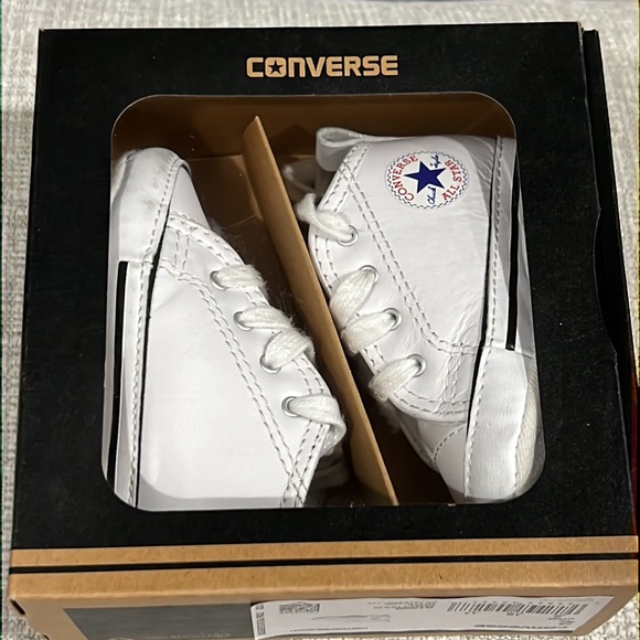 Converse Other - Converse white “leather” crib shoes size 2